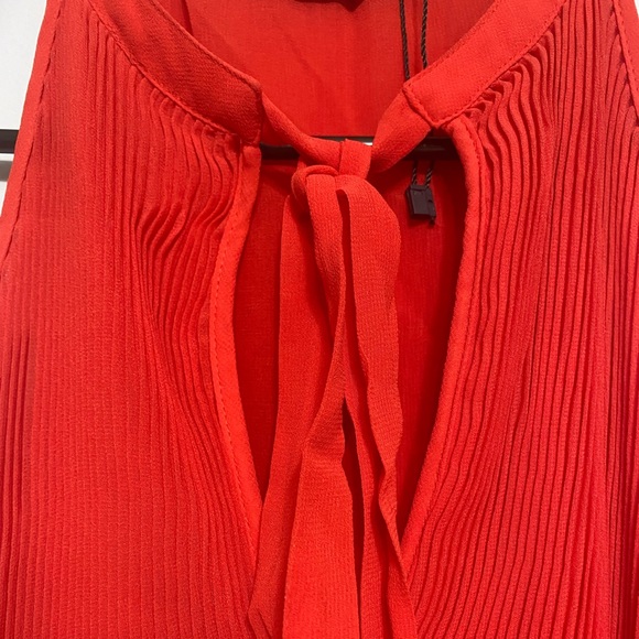 Zara red pleated Sleeveless ruffle tie detail beautiful top size Small - Picture 7 of 12